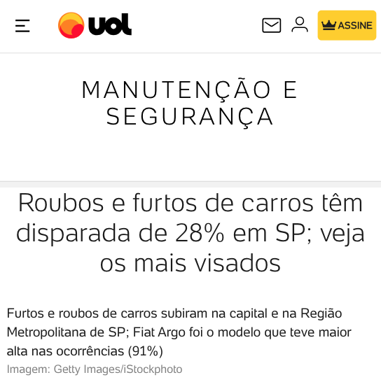 Print de reportagem com o texto
