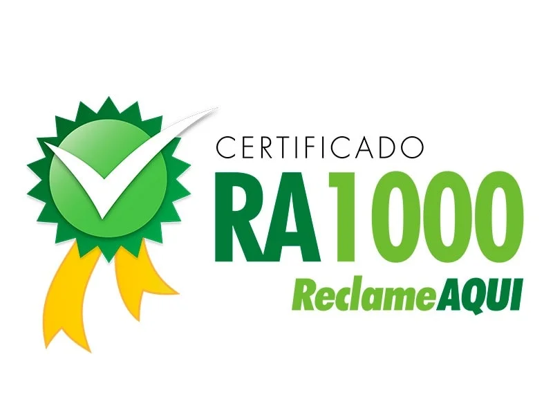 Ícone do Selo RA1000 no Reclame Aqui, destacando a excelência e credibilidade da Loovi Seguros no atendimento ao cliente.